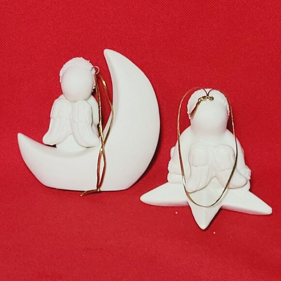 Vintage Christmas Ornament Arctic Kids of Alaska Snow Babies Angel on Crescent M - Picture 4 of 12